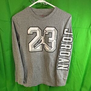 Jordan Gray Long Sleeve Tee with 23 and Jumpman